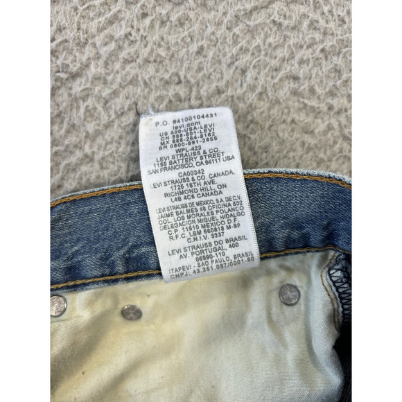 Levis 511 Jeans Mens Size 32x31 (32x32.5) Denim Straight Leather Patches Raw Hem - Picture 8 of 11